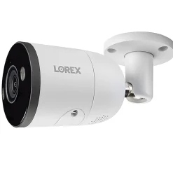 Lorex 4K Ultra HD Analog Indoor/Outdoor Add-On IP Bullet Security Camera With Smart Deterrence, White