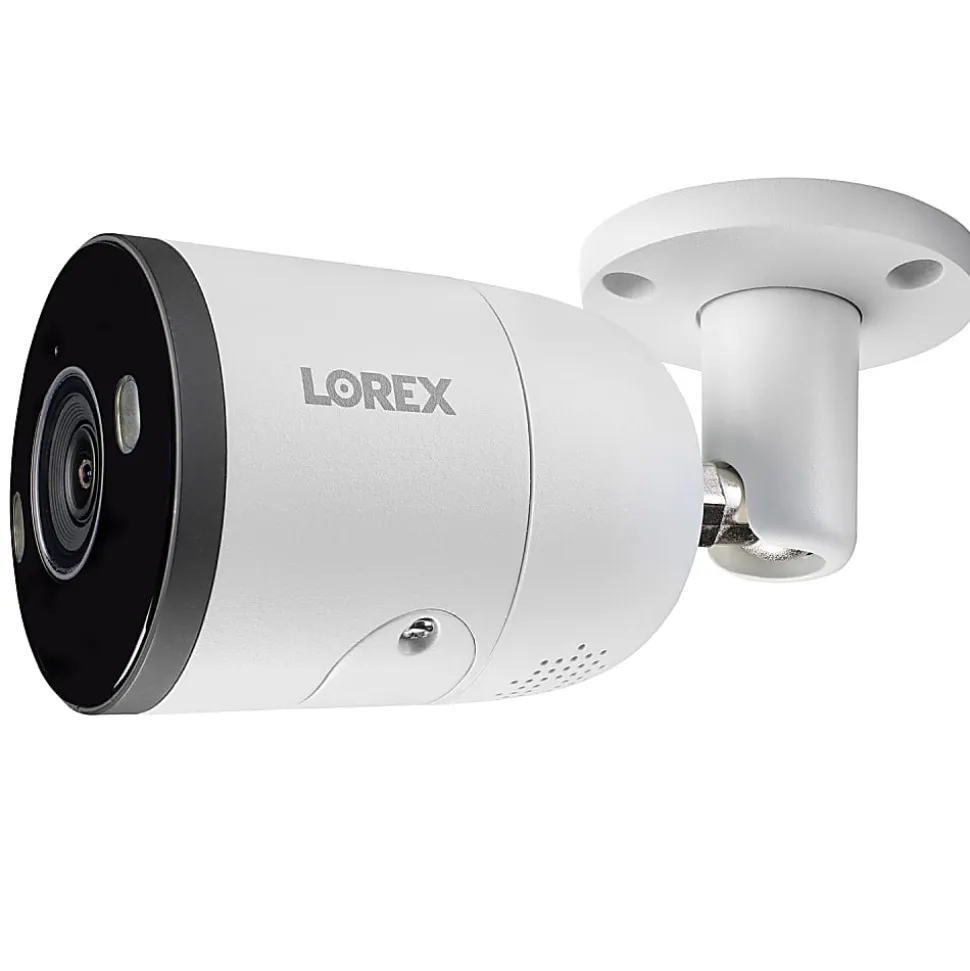 Lorex 4K Ultra HD Analog Indoor/Outdoor Add-On IP Bullet Security Camera With Smart Deterrence, White