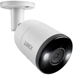 Lorex 4K Ultra HD Analog Indoor/Outdoor Add-On IP Bullet Security Camera With Smart Deterrence, White