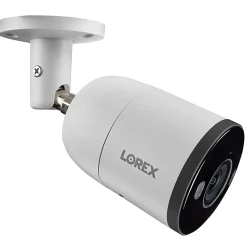 Lorex 4K Ultra HD Analog Indoor/Outdoor Add-On IP Bullet Security Camera With Smart Deterrence, White