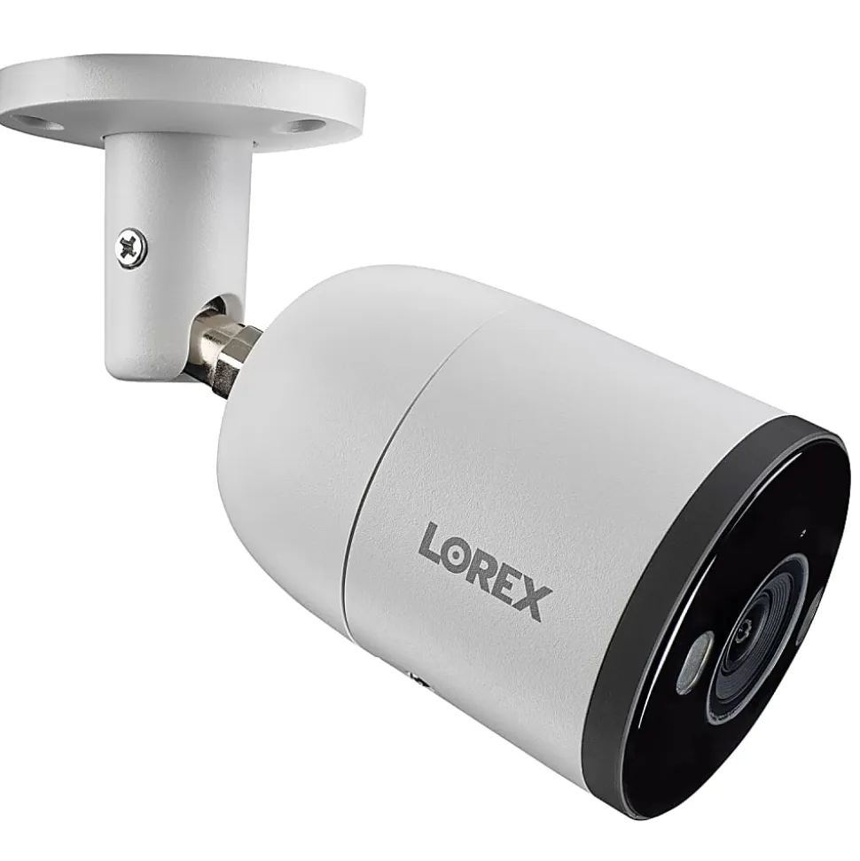 Lorex 4K Ultra HD Analog Indoor/Outdoor Add-On IP Bullet Security Camera With Smart Deterrence, White