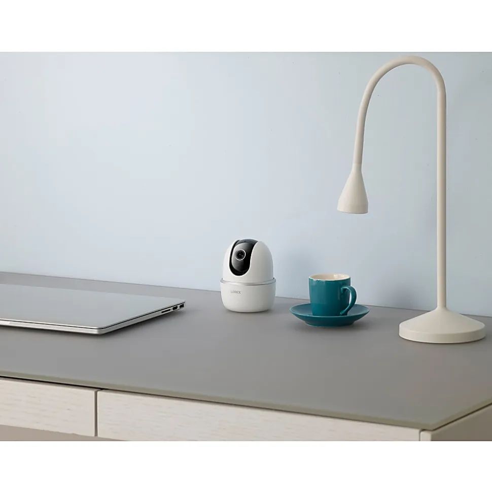 Lorex QHD Indoor Wi-Fi Smart Pan-And-Tilt Security Camera With Person Detection, 4.2"H x 3.9"W x 3.9"D, White