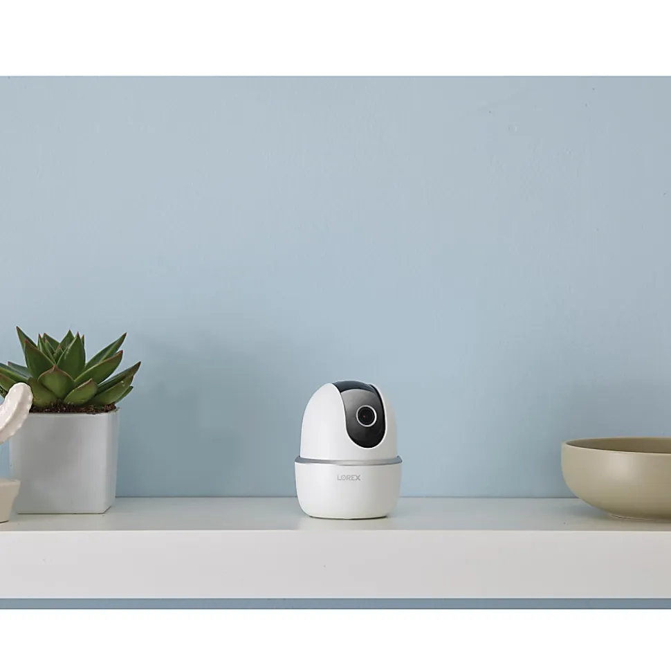 Lorex QHD Indoor Wi-Fi Smart Pan-And-Tilt Security Camera With Person Detection, 4.2"H x 3.9"W x 3.9"D, White