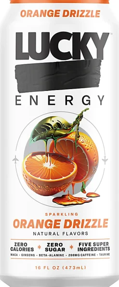 Lucky Energy Drink, Orange Drizzle, 16 Oz, Total Qty 1