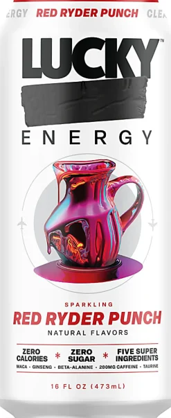 Lucky Energy Drink, Red Ryder Punch, 16 Oz, Total Qty 1