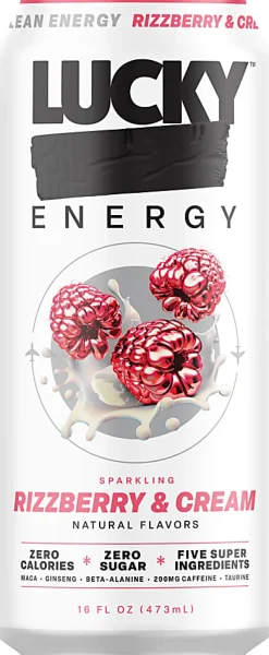 Lucky Energy Drink, Rizzberry & Cream, 16 Oz, Total Qty 1