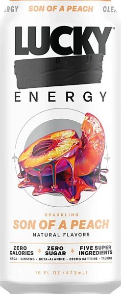 Lucky Energy Drink, Son of A Peach, 16 Oz, Total Qty 1