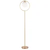 LumiSource Moon Floor Lamp, 65-1/4"H, White Shade/Gold Base