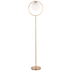 LumiSource Moon Floor Lamp, 65-1/4"H, White Shade/Gold Base