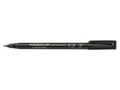 Lumocolor Quick-drying Fine Pt. Permanent Markers - Fine Point Type - 0.6 mm Point Size - Black - Black Polypropylene Barrel - 10 / Box