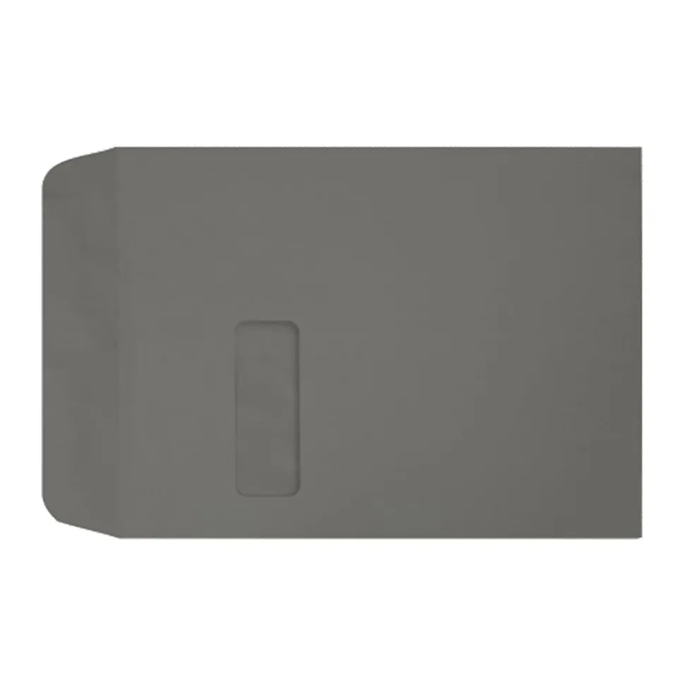 LUX #9 1/2 Open-End Window Envelopes, Top Left Window, Gummed Seal, Smoke, Pack Of 500