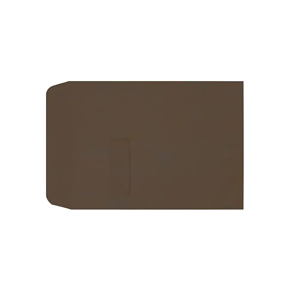 LUX #9 1/2 Open-End Window Envelopes, Top Left Window, Gummed Seal, Chocolate, Pack Of 50