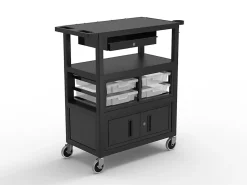 Luxor Deluxe Teacher Cart, 35-5/8”H x 35-5/8”W x 18-1/4”D, Black