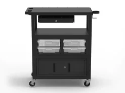 Luxor Deluxe Teacher Cart, 35-5/8”H x 35-5/8”W x 18-1/4”D, Black