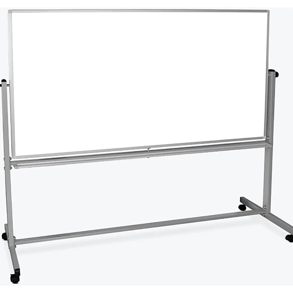 Luxor Double-Sided Magnetic Mobile Dry-Erase Whiteboard, 40" x 72", Aluminum Frame With Silver Finish