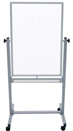 Luxor Double-Sided Magnetic Mobile Dry-Erase Whiteboard, 24" x 36", Aluminum Frame With Gray Finish