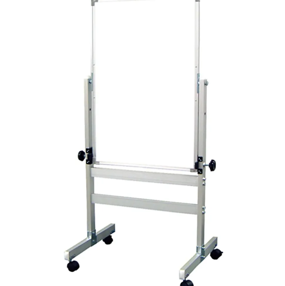 Luxor Double-Sided Magnetic Mobile Dry-Erase Whiteboard, 24" x 36", Aluminum Frame With Gray Finish