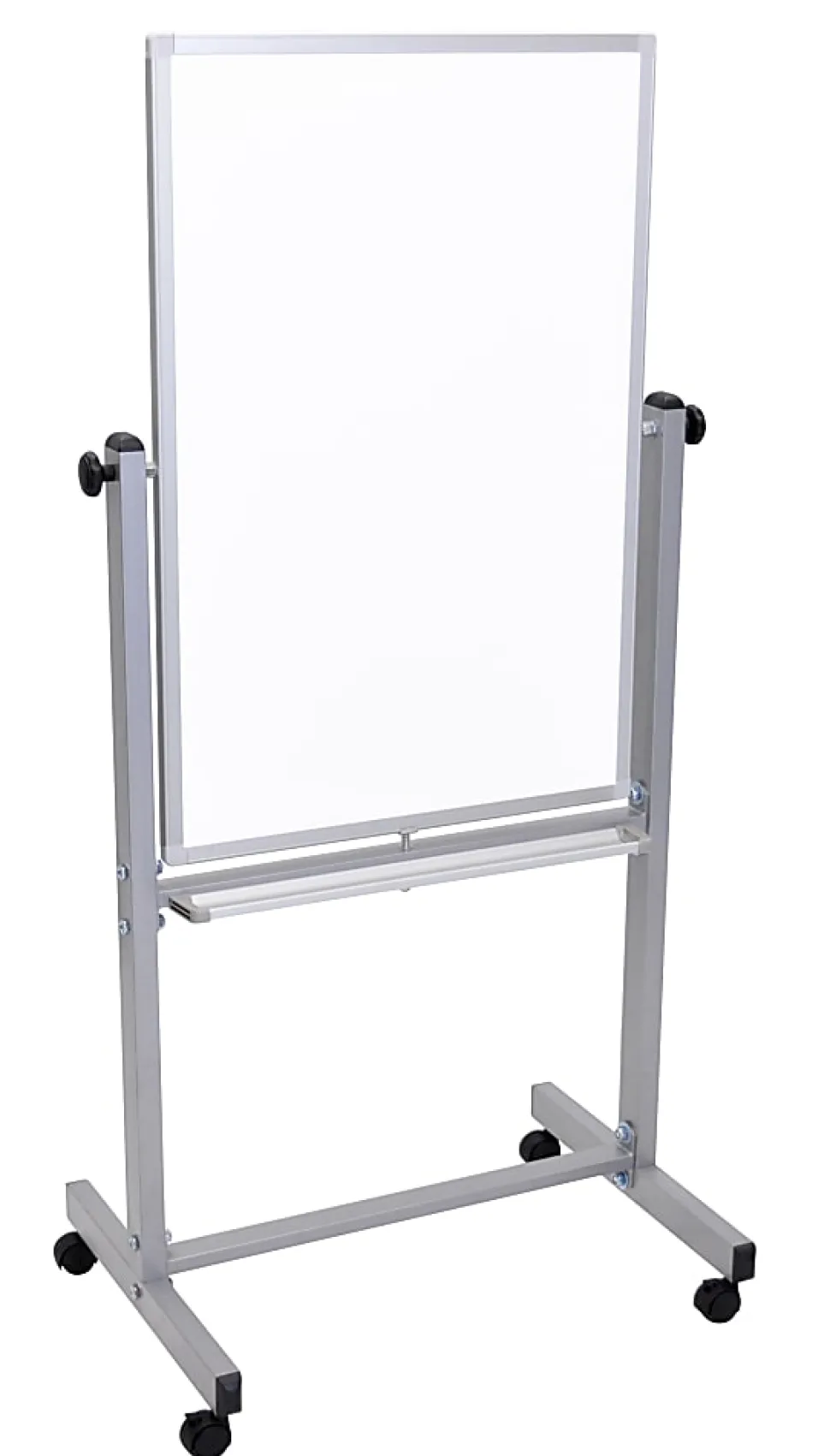 Luxor Double-Sided Magnetic Mobile Dry-Erase Whiteboard, 24" x 36", Aluminum Frame With Gray Finish