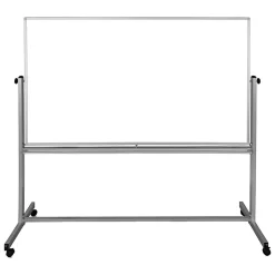Luxor Double-Sided Mobile Magnetic Dry-Erase Whiteboard, 72" x 48", Aluminum Frame With Silver Finish