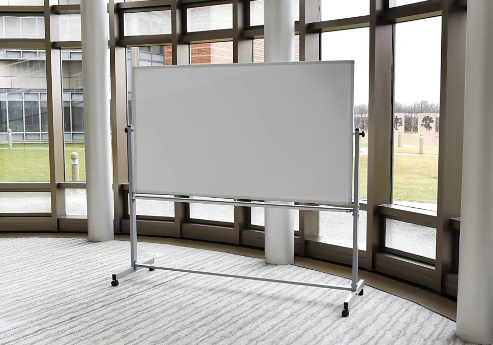 Luxor Double-Sided Mobile Magnetic Dry-Erase Whiteboard, 72" x 48", Aluminum Frame With Silver Finish