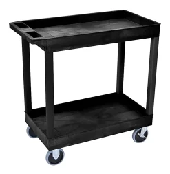 Luxor E-Series 2-Shelf Tub Cart, 35 1/4"H x 32"W x 18"D, Black