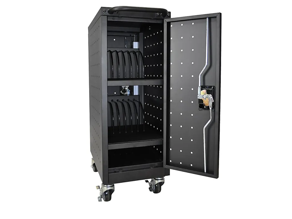 Luxor LLTM16-B-V2 16-Capacity Tablet/Laptop Charging Cart, 34″H x 12″W x 23 1/4″D, Black