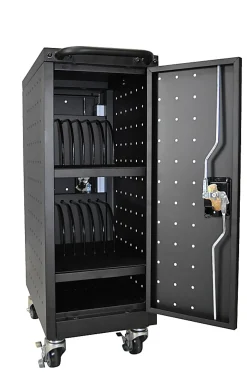 Luxor LLTM16-B-V2 16-Capacity Tablet/Laptop Charging Cart, 34″H x 12″W x 23 1/4″D, Black