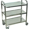Luxor L100S3 Stainless-Steel 3-Shelf Kitchen Cart, 35"H x 26"W x 16"D, Silver