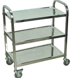 Luxor L100S3 Stainless-Steel 3-Shelf Kitchen Cart, 35"H x 26"W x 16"D, Silver