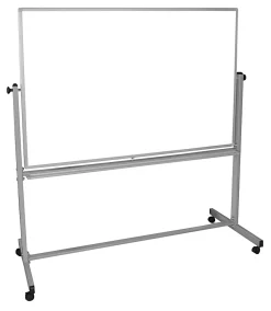 Luxor Magnetic Double-Sided Magnetic Mobile Dry-Erase Whiteboard, 40" x 60", Aluminum Frame With Silver Finish
