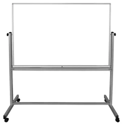 Luxor Magnetic Double-Sided Magnetic Mobile Dry-Erase Whiteboard, 40" x 60", Aluminum Frame With Silver Finish
