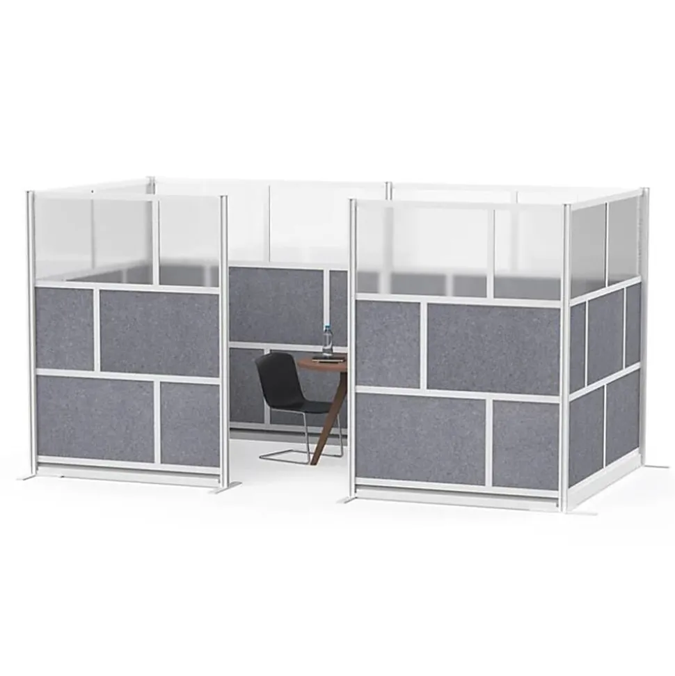 Luxor Modular Room Divider Wall System Starter Wall, 70" x 48", Gray