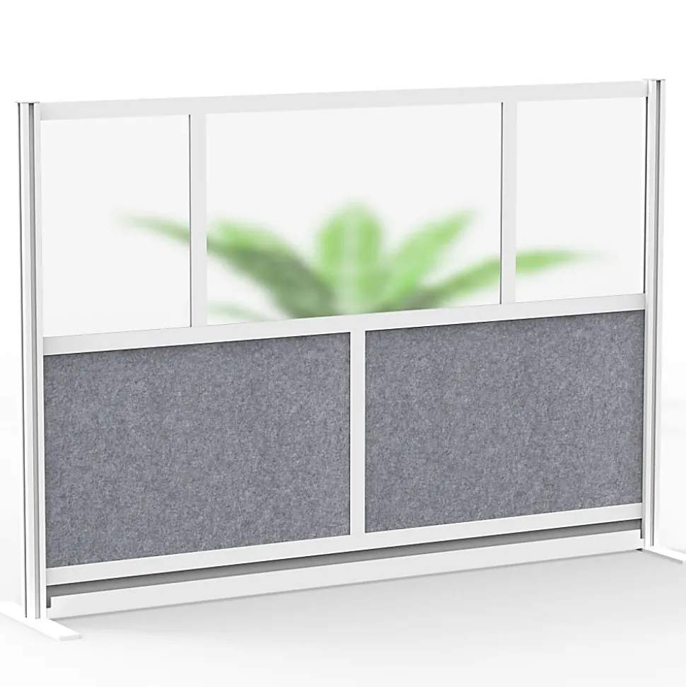 Luxor Modular Room Divider Wall System Starter Wall, 70" x 48", Gray