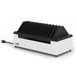 Luxor 12-Port Charging Station For Laptops, Tablets And Mobile Devices, 10-15/16”H x 23-5/8”W x 11-13/16”D, Black/White