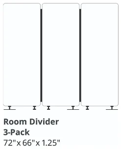 Luxor RECLAIM Acoustic Privacy Panel Room Dividers, 66"H x 24"W, Slate Gray, Pack Of 3 Room Dividers