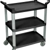 Luxor 3-Shelf Serving Cart, 36 3/4"H x 33 1/2"W x 16 3/4"D, Black