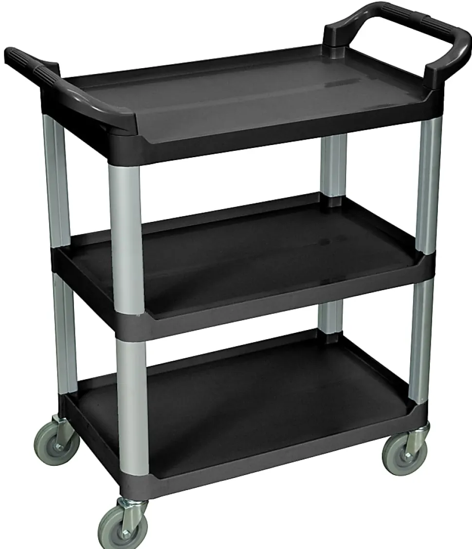 Luxor 3-Shelf Serving Cart, 36 3/4"H x 33 1/2"W x 16 3/4"D, Black