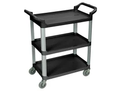 Luxor 3-Shelf Serving Cart, 36 3/4"H x 33 1/2"W x 16 3/4"D, Black