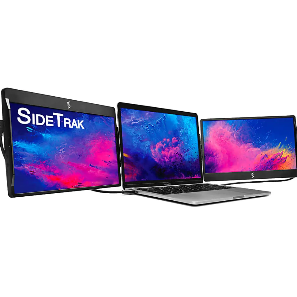 Luxor SideTrak Swivel Triple HD 12.5" Attachable Portable Monitors, Black, Set Of 2 Monitors