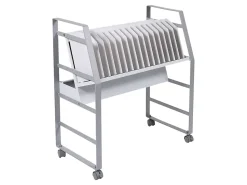 Luxor 16-Tablet Open Charging Cart, 30”H x 27”W x 14-3/4”D, Gray/White