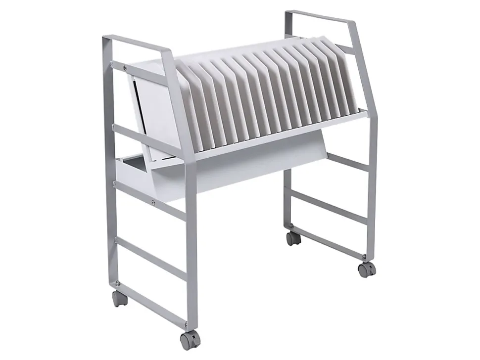 Luxor 16-Tablet Open Charging Cart, 30”H x 27”W x 14-3/4”D, Gray/White