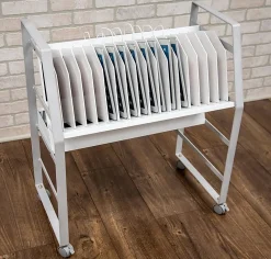 Luxor 16-Tablet Open Charging Cart, 30”H x 27”W x 14-3/4”D, Gray/White