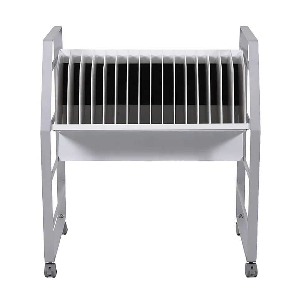 Luxor 16-Tablet Open Charging Cart, 30”H x 27”W x 14-3/4”D, Gray/White