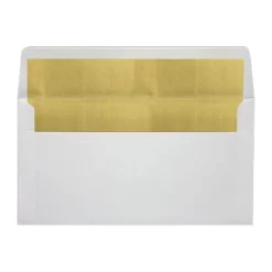 LUX Photo Greeting Foil-Lined Invitation Envelopes, A7, Peel & Stick Closure, White/Gold, Pack Of 500