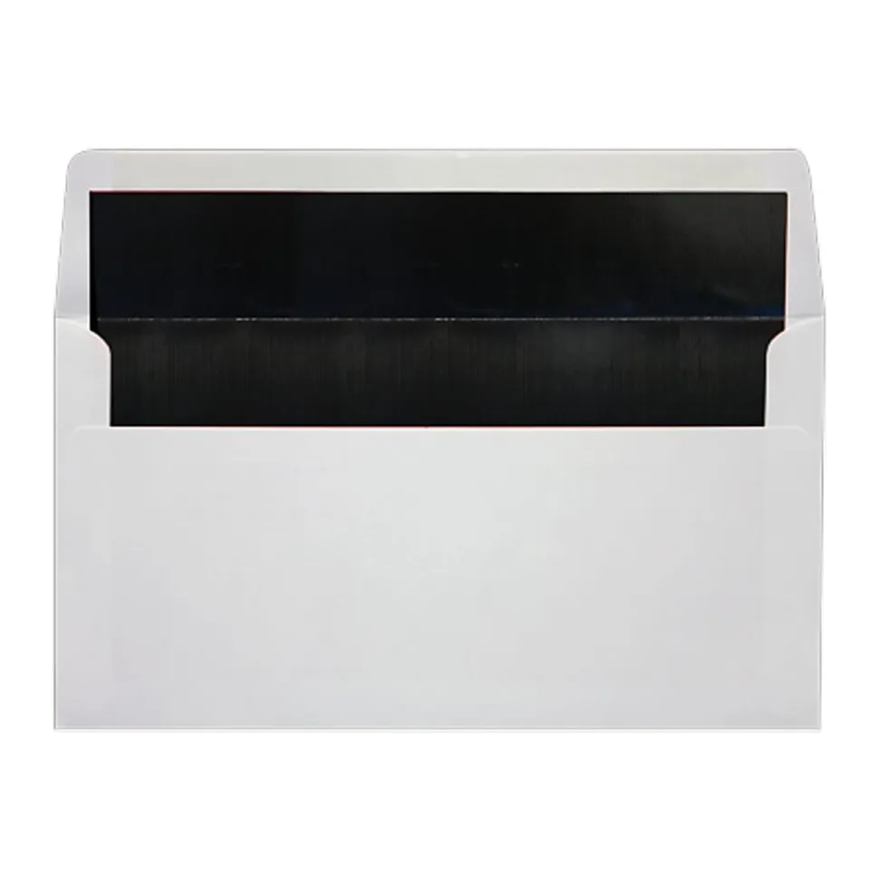 LUX Photo Greeting Foil-Lined Invitation Envelopes, A7, Peel & Stick Closure, White/Black, Pack Of 1,000