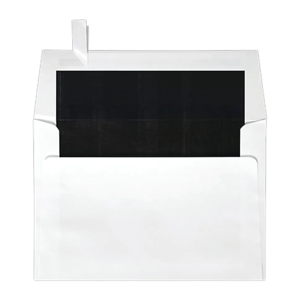 LUX Square Envelopes, 6 1/2" x 6 1/2", Self-Adhesive, Black/White, Pack Of 500