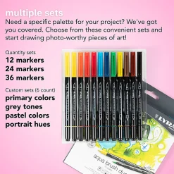 Lyra Aqua Brush Duo Art Markers, Broad/Brush Tip, Assorted Colors, Pack Of 24 Markers