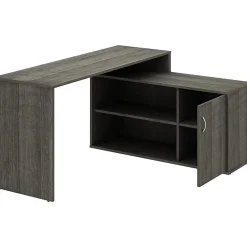 LYS L-Shape Workstation with Cabinet - Laminated L-shaped Top - 200 lb Capacity - 29.50