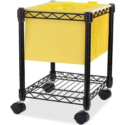 LYS NuSparc Compact Mobile Wire File Cart, 15 1/2"W x 14"D, Black