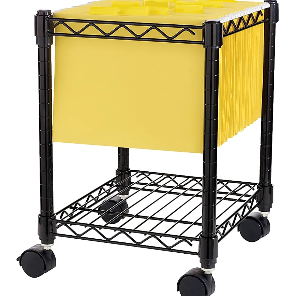 LYS NuSparc Compact Mobile Wire File Cart, 15 1/2"W x 14"D, Black